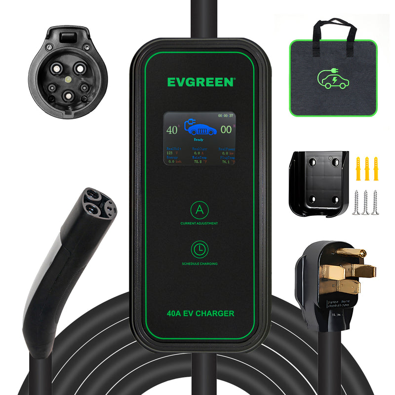 40Amp Level 2 EV Charger for J1772 or NACS (Tesla) EV |  25/30/40/50ft | 240V (HDEV0101A)