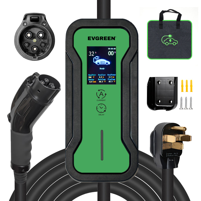 32Amp Level 2 Portable EV Charger for J1772 or NACS (Tesla) EV | 25/30/40/50ft | 240V (HDEV0104B)
