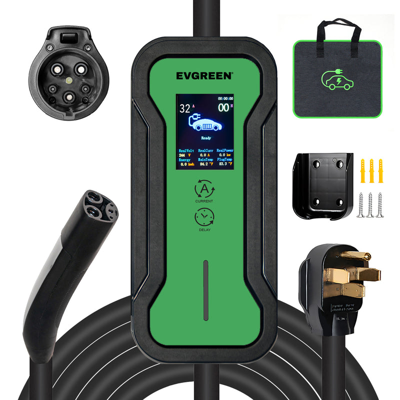 32Amp Level 2 Portable EV Charger for J1772 or NACS (Tesla) EV | 25/30/40/50ft | 240V (HDEV0104B)