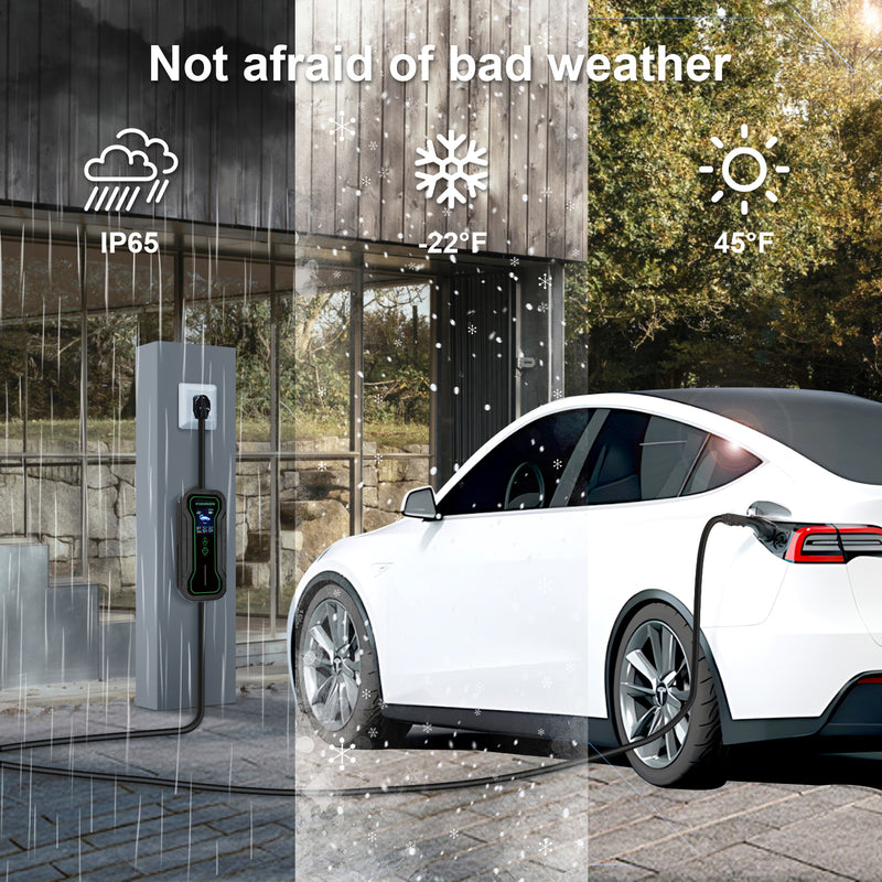 40Amp Level 2 Portable EV Charger for J1772 or NACS (Tesla) EV | 25/30/40/50ft | 240V (HDEV0104A)