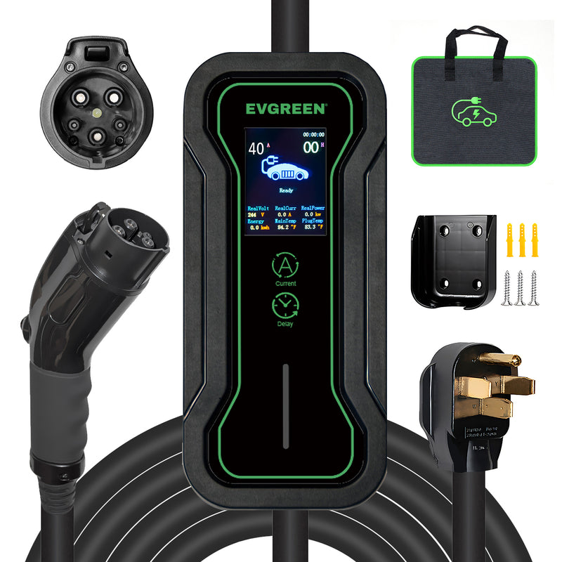 40Amp Level 2 Portable EV Charger for J1772 or NACS (Tesla) EV | 25/30/40/50ft | 240V (HDEV0104A)
