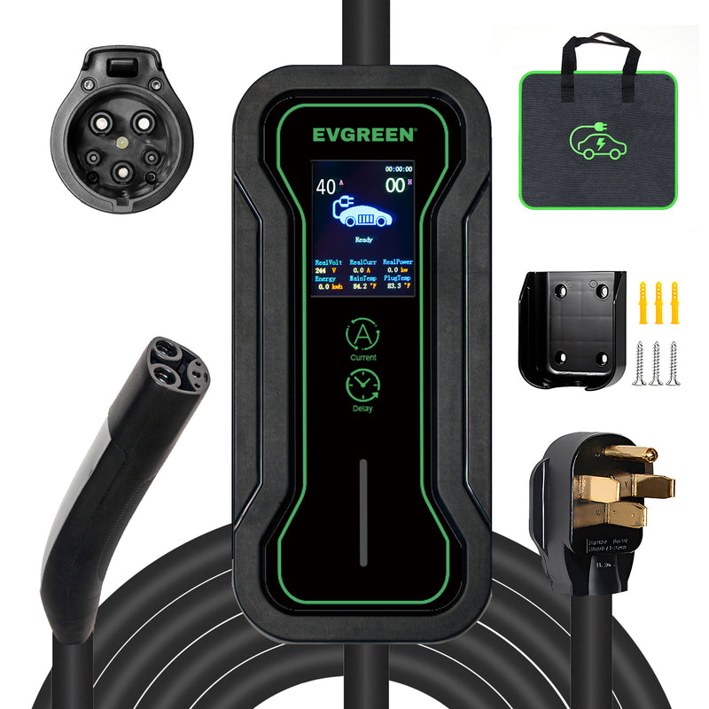 40Amp Level 2 Portable EV Charger for J1772 or NACS (Tesla) EV | 25/30/40/50ft | 240V (HDEV0104A)