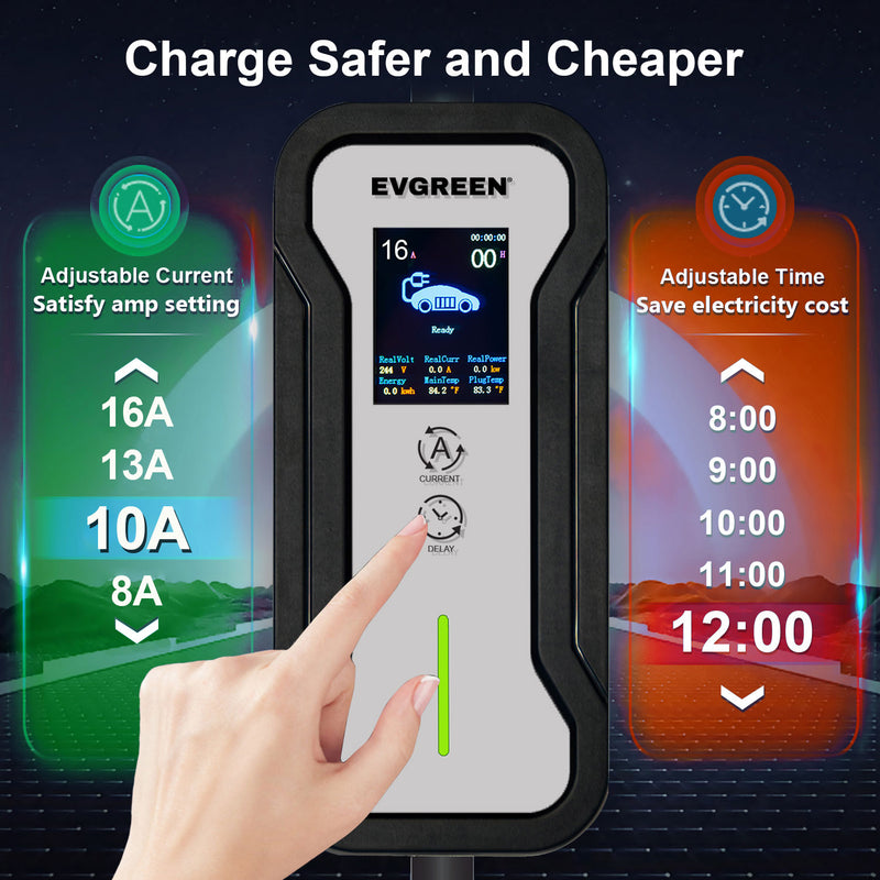 16Amp Level 1 & 2 Portable EV Charger for J1772 or NACS (Tesla) EV | 25/30/40/50ft | 110V-240V (HDEV0104C)