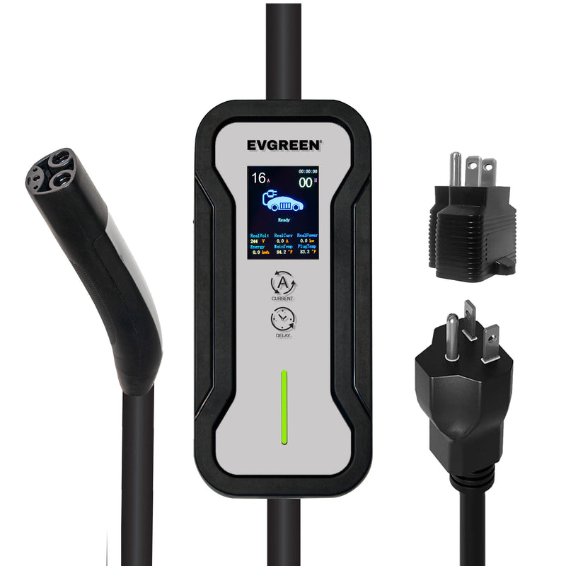 16Amp Level 1 & 2 Portable EV Charger for J1772 or NACS (Tesla) EV | 25/30/40/50ft | 110V-240V (HDEV0104C)