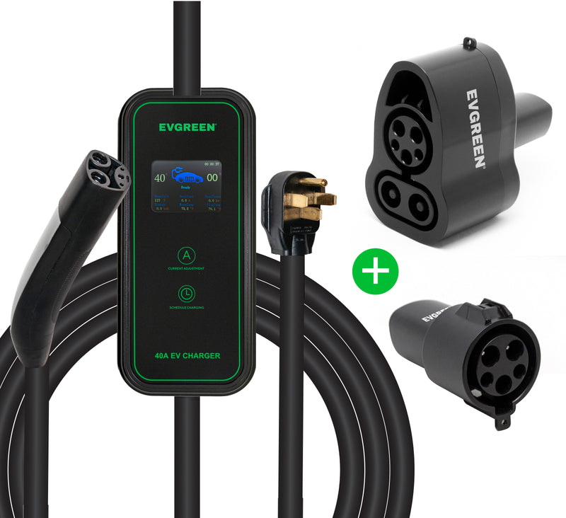 Bundle : 40 Amp Level 2 Tesla EV Charger + CCS 1  to Tesla Charging Adapter + J1772 to Tesla Charging Adapter Bundle | 25/30/40/50ft | 240V | 40 Amp | NEMA 14-50